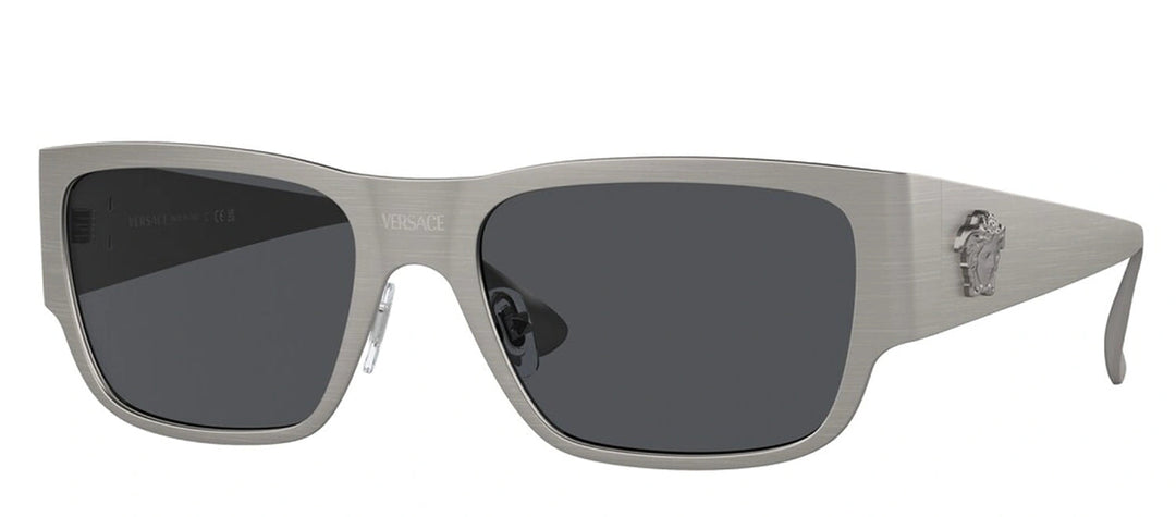 Versace VE 2262 126287 Rectangular Acetate Gunmetal Sunglasses with Dark Grey Lens