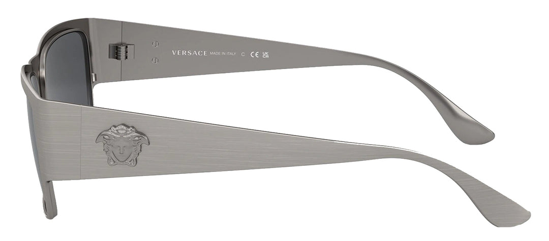 Versace VE 2262 126287 Rectangular Acetate Gunmetal Sunglasses with Dark Grey Lens