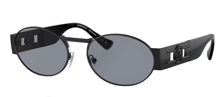 Versace ICONIC VE 2264 1261/1 Oval Metal Black Sunglasses with Grey Lens