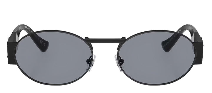 Versace ICONIC VE 2264 1261/1 Oval Metal Black Sunglasses with Grey Lens