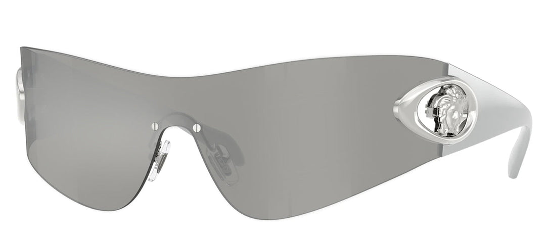 Versace VE 2280 10006G Shield Plastic Silver Sunglasses with Silver Mirror Lens
