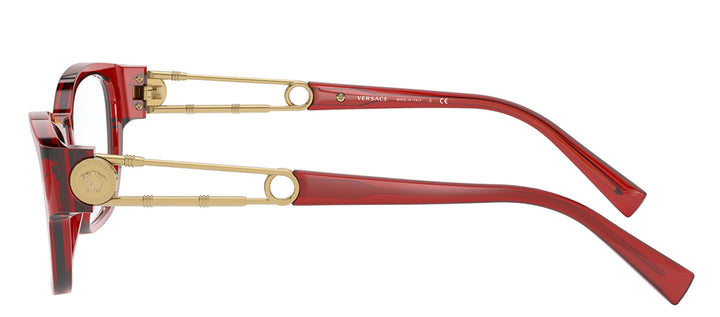 Versace VE 3288 388 Pillow Plastic Red Eyeglasses with Logo Stamped Demo Lenses