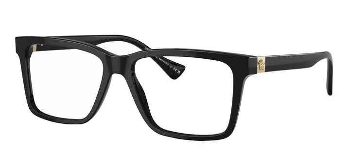 Versace VE 3328 GB1 Rectangle Plastic Black Eyeglasses with Logo Stamped Demo Lenses