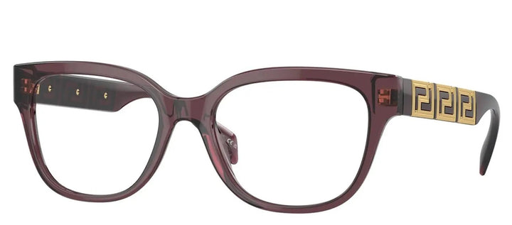 Versace VE 3338 5209 Square Acetate Violet Eyeglasses with Demo Demonstration Lens