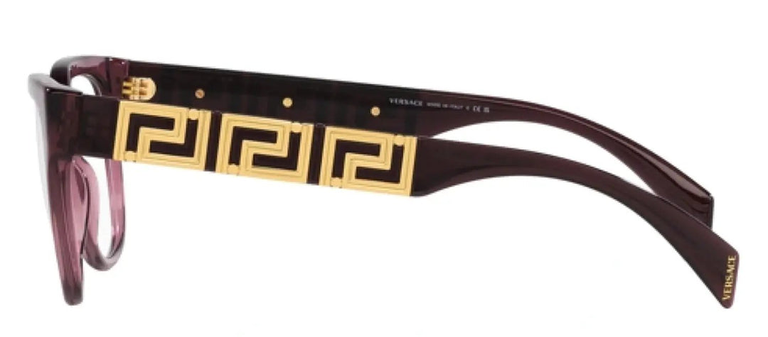 Versace VE 3338 5209 Square Acetate Violet Eyeglasses with Demo Demonstration Lens