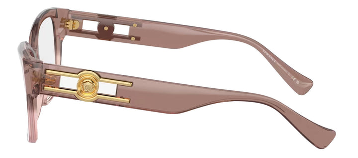 Versace ICONIC VE 3347 5435 Cat-Eye Plastic Pink Eyeglasses with Logo Stamped Demo Lenses