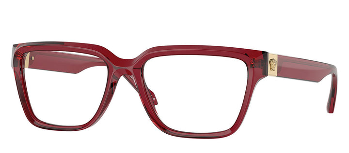 Versace VE 3357 388 Rectangular Acetate Red Eyeglasses with Transparent Demo Lens