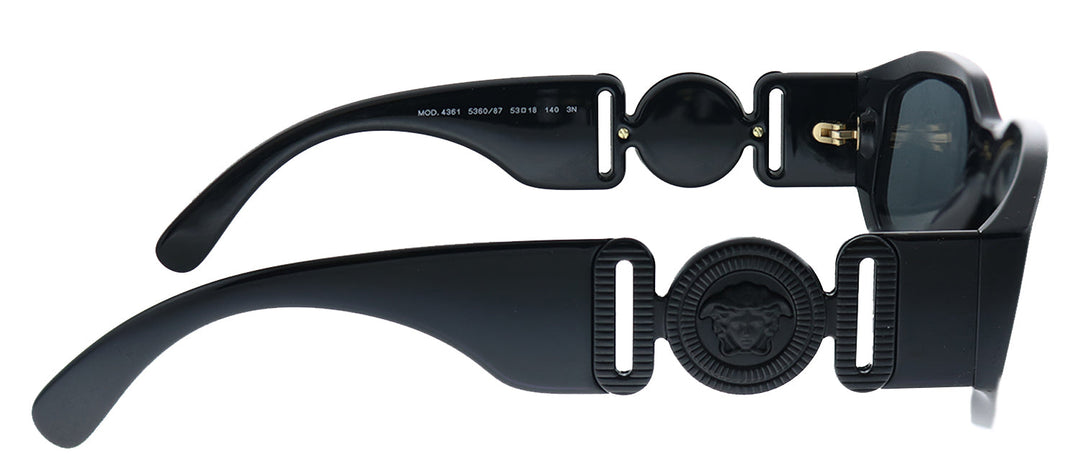 Versace VE 4361 536087 Geometric Plastic Black Sunglasses with Grey Lens