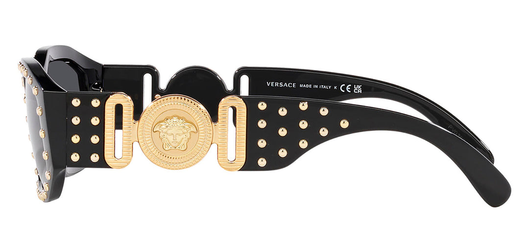 Versace VE 4361 539787 Geometric Plastic Black Sunglasses with Grey Lens