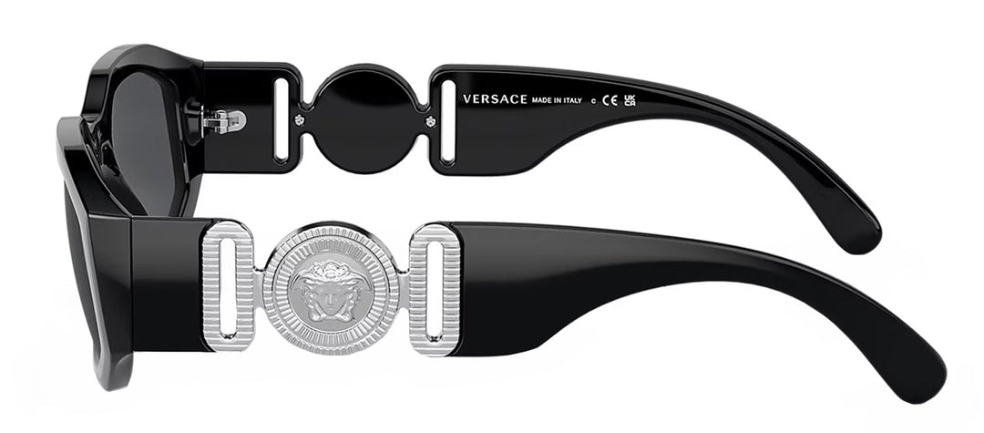 Versace VE 4361 542287 Geometric Plastic Black Sunglasses with Grey Lens