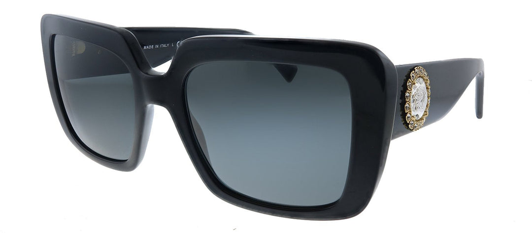 Versace VE 4384B GB1/87 Square Plastic Black Sunglasses with Grey Lens