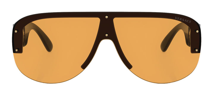 Versace VE 4391 GB1/7 Semi-Rimless Plastic Black Sunglasses with Orange Lens