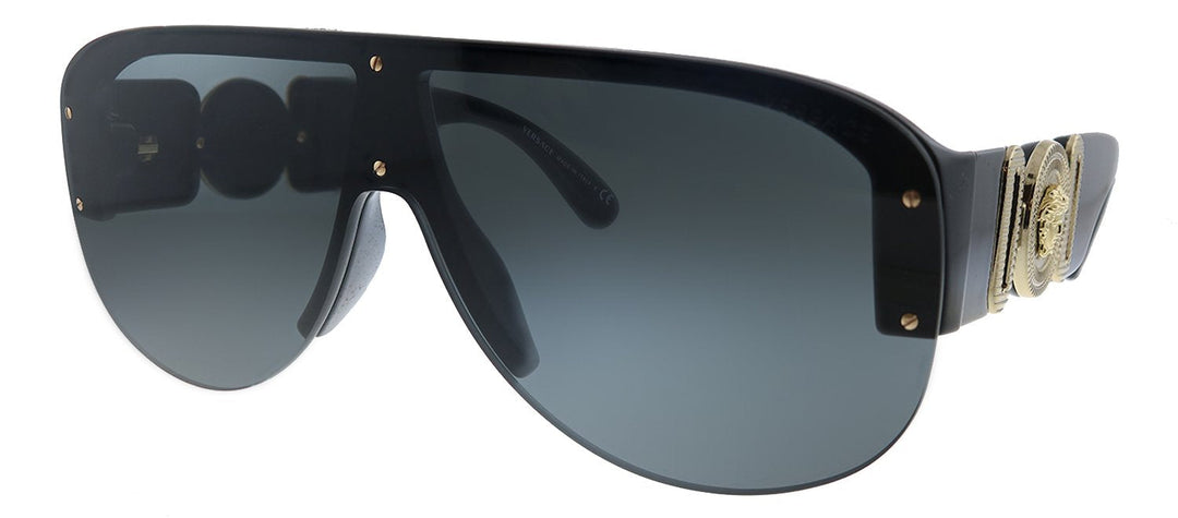 Versace VE 4391 GB1/87 Shield Plastic Black Sunglasses with Grey Lens