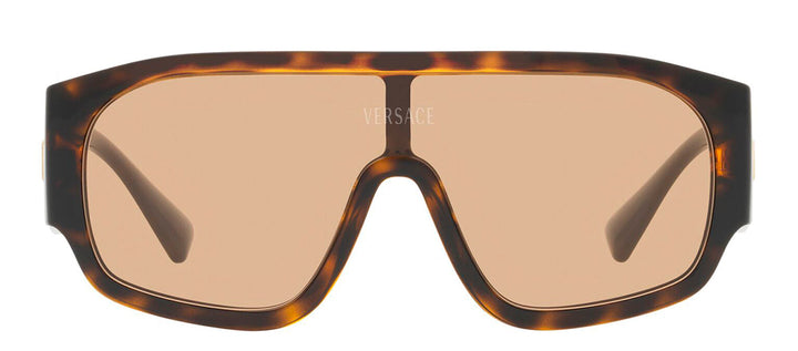 Versace VE 4439 108/73 Shield Plastic Havana Sunglasses with Brown Lens