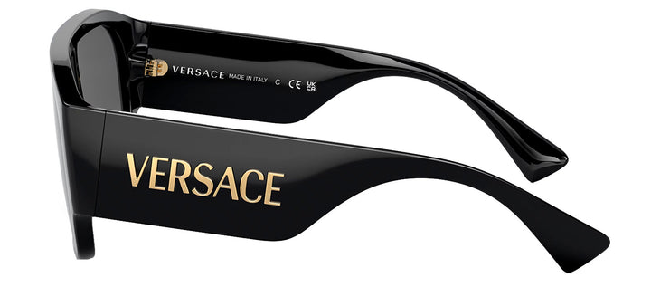 Versace VE 4439 GB1/87 Shield Plastic Black Sunglasses with Grey Lens