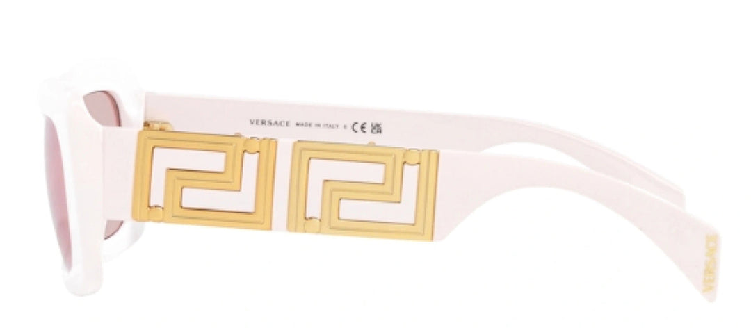 Versace VE 4444U 314/5 Rectangular Plastic White Sunglasses with Pink Lens