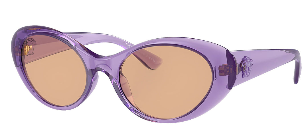 Versace VE 4455U 5353/3 Oval Plastic Purple Sunglasses with Dark Brown Lens