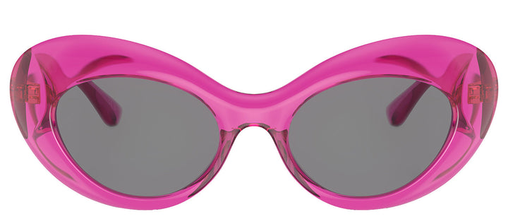 Versace VE 4456U 533487 Round Plastic Pink Sunglasses with Grey Lens