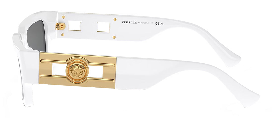 Versace ICONIC VE 4459 314/87 Rectangle Plastic White Sunglasses with Grey Lens