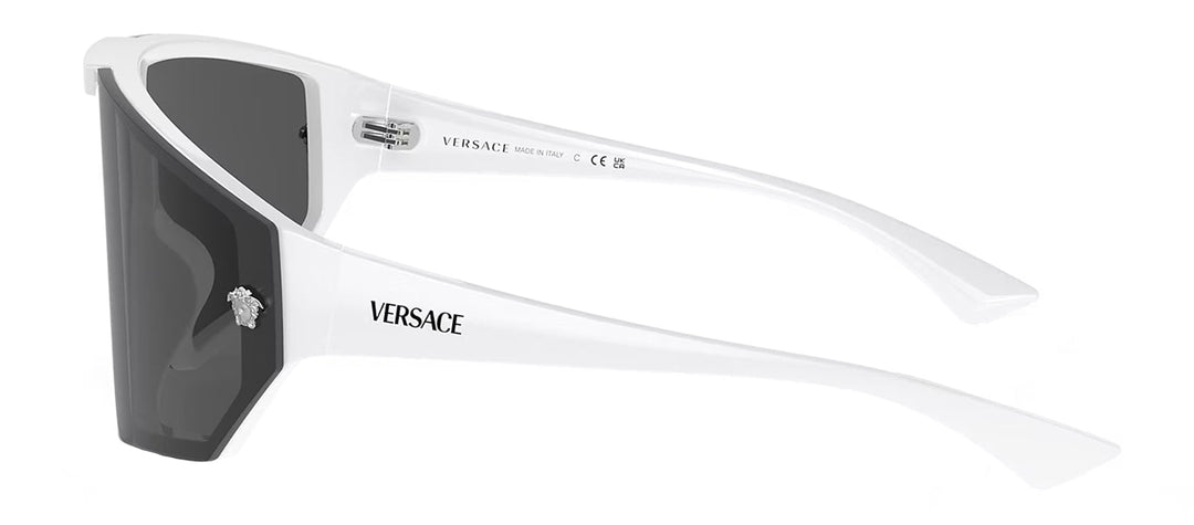 Versace VE 4461 314/87 Shield Plastic White Sunglasses with Grey Lens
