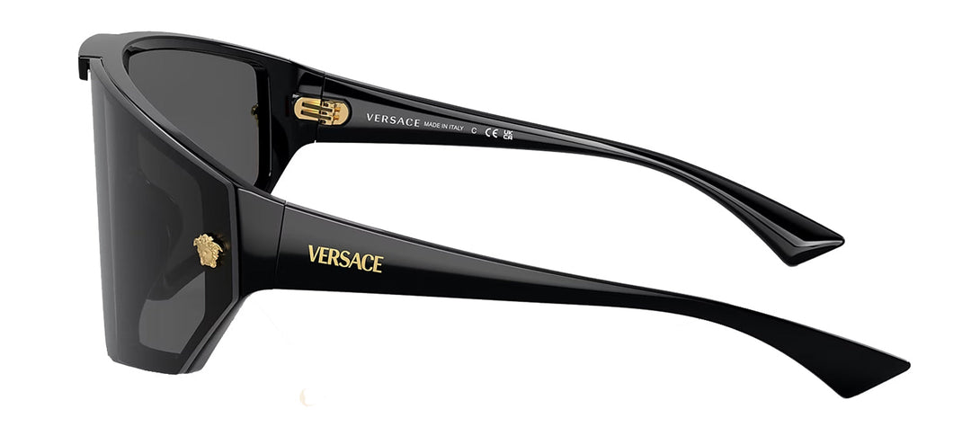 Versace VE 4461 GB1/87 Shield Plastic Black Sunglasses with Grey Lens