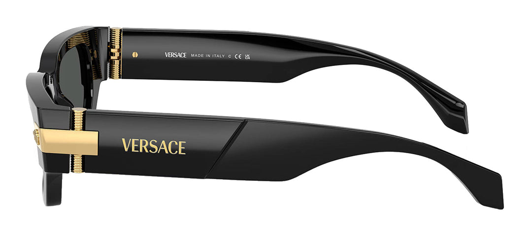 Versace VE 4465 GB1/87 Rectangle Plastic Black Sunglasses with Grey Lens