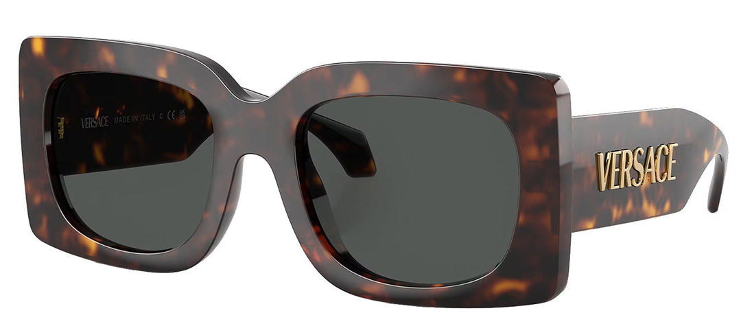 Versace VE 4496U 108/87 Square Plastic Havana Sunglasses with Grey Lens