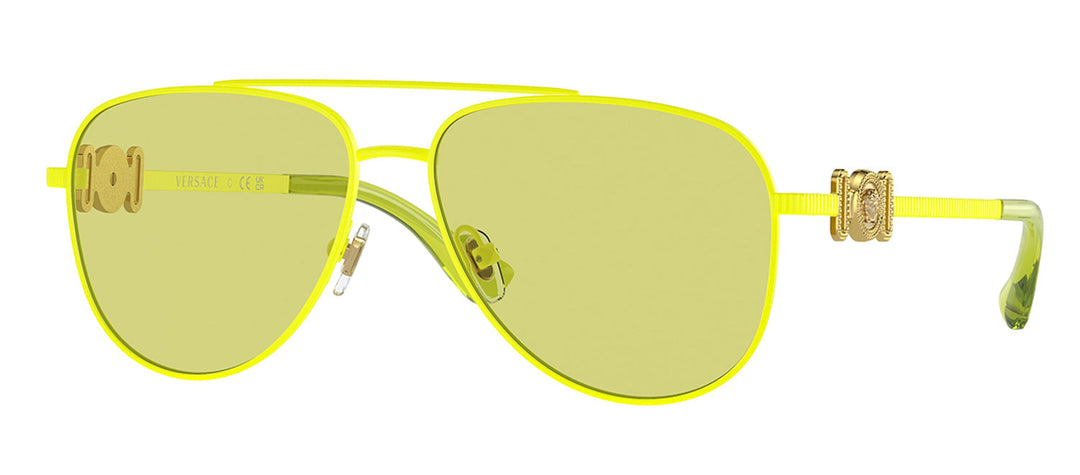 Versace KIDS VK 2002 1494/2 Aviator Metal Yellow Sunglasses with Green Lens