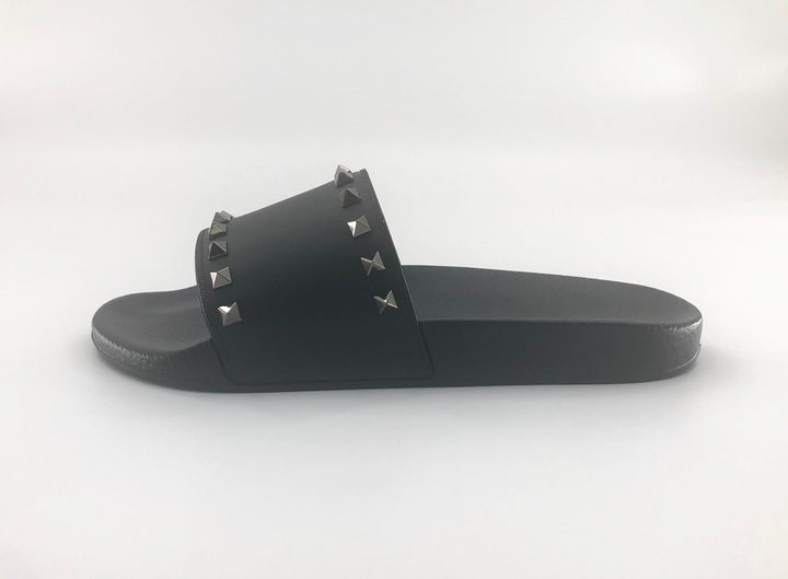 Valentino Black Rockstud Pool Slides
