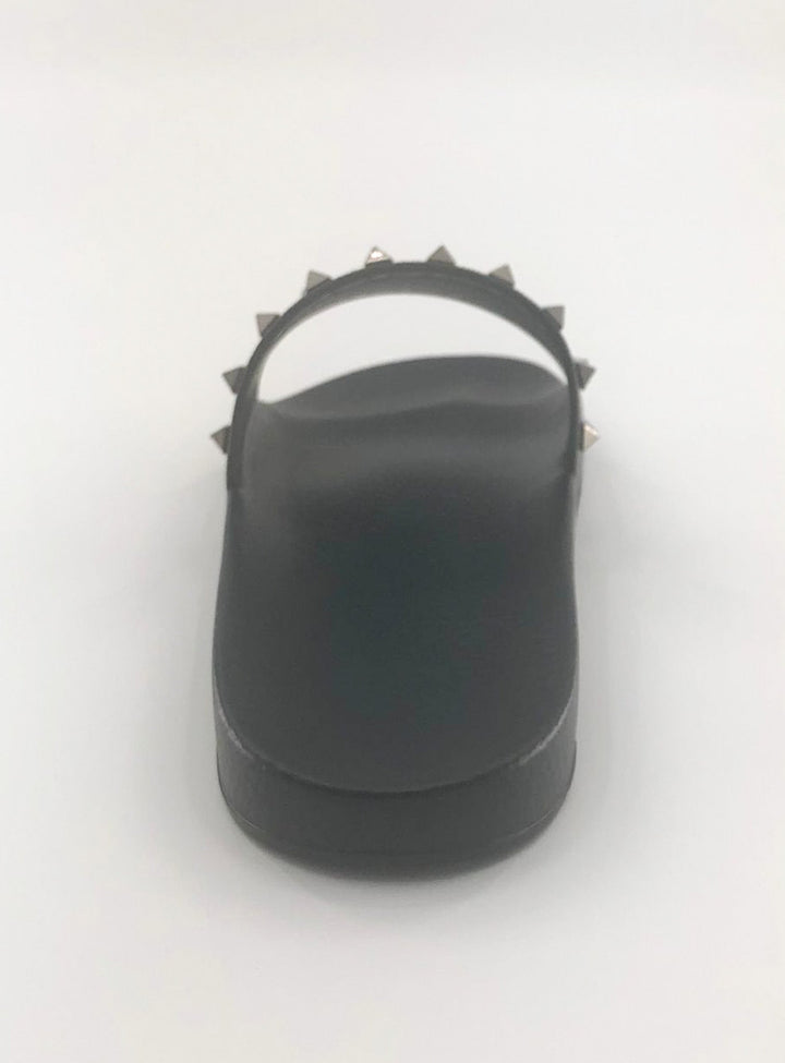 Valentino Black Rockstud Pool Slides