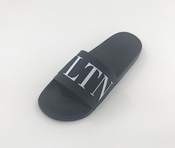 Valentino Black VLTN Logo Pool Slides