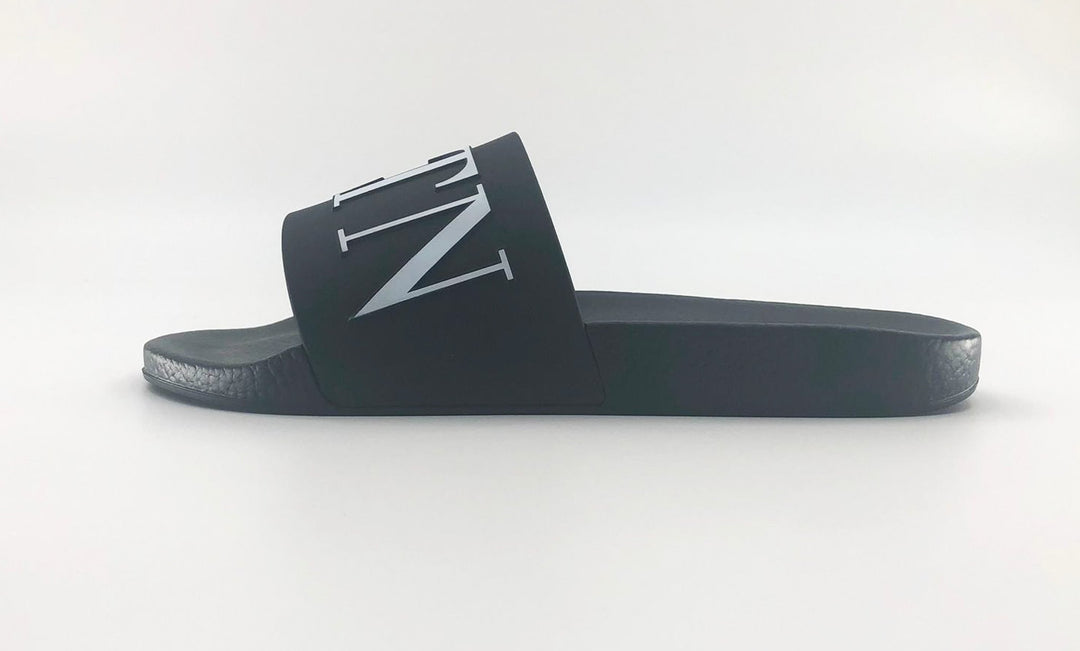 Valentino Black VLTN Logo Pool Slides