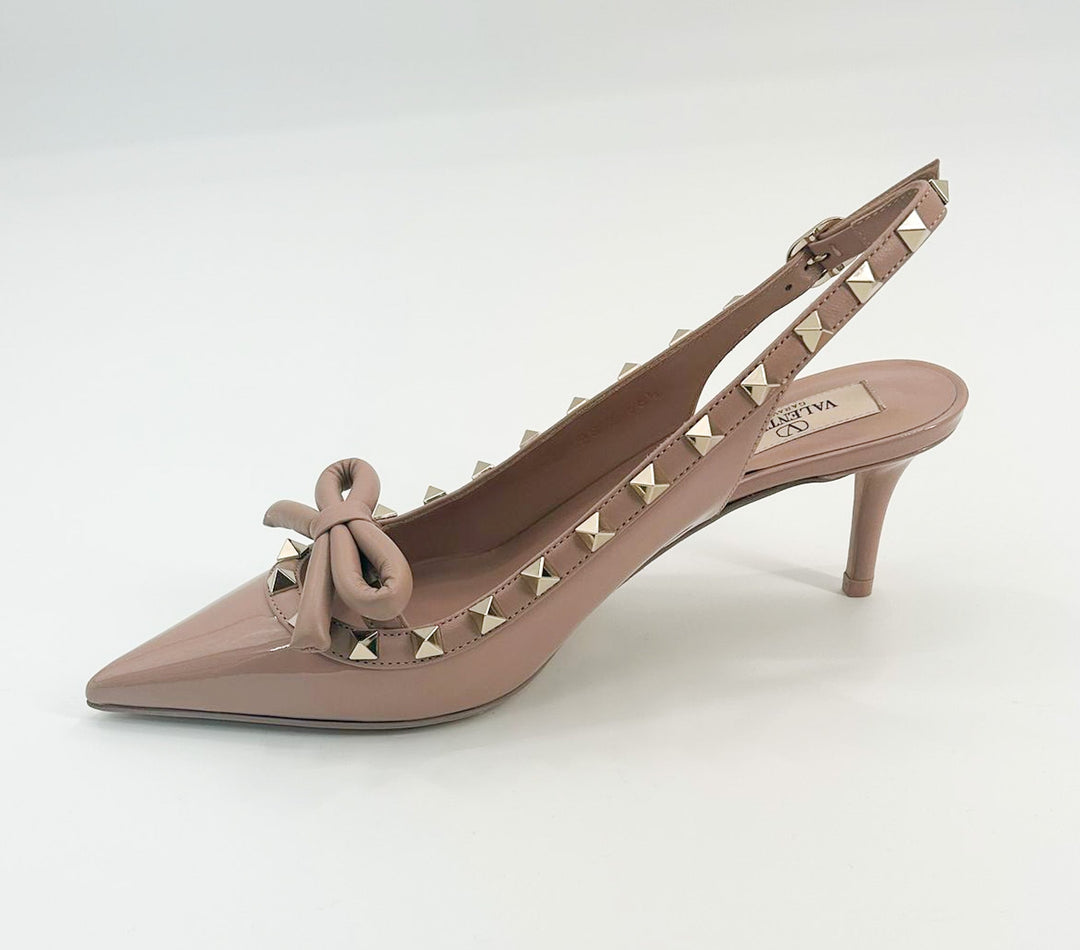 Valentino Women's Rockstud Bow 60mm Patent Leather Slingback Pumps