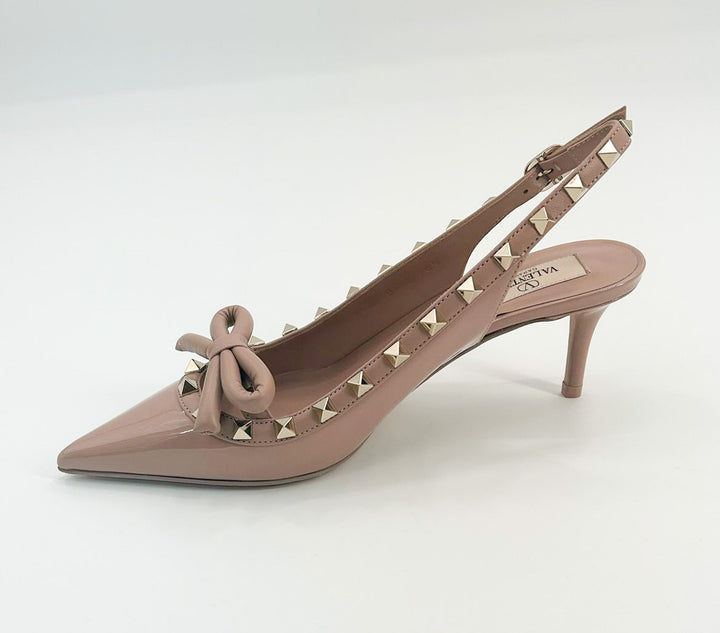 Valentino Women's Rockstud Bow 60mm Patent Leather Slingback Pumps
