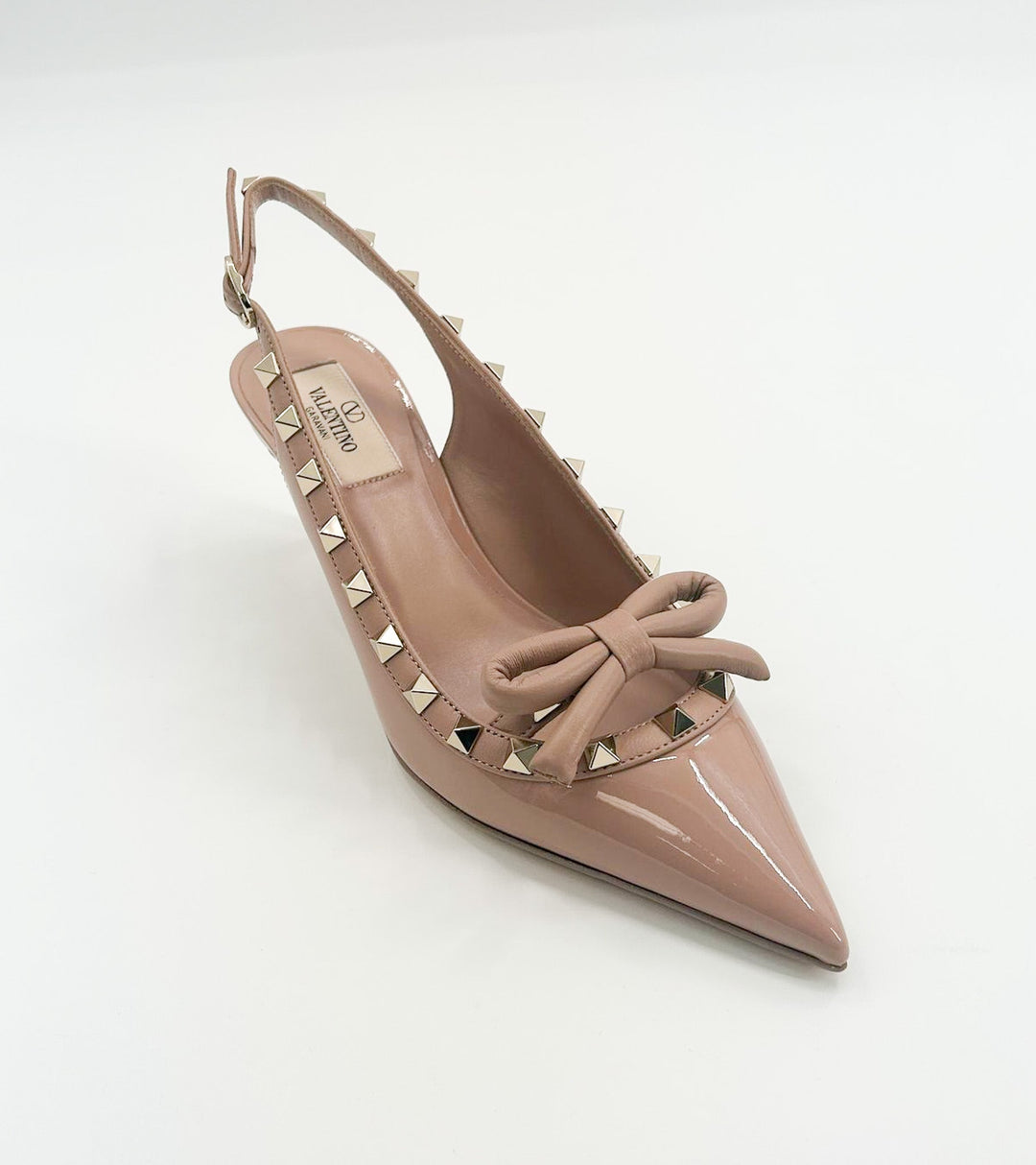 Valentino Women's Rockstud Bow 60mm Patent Leather Slingback Pumps