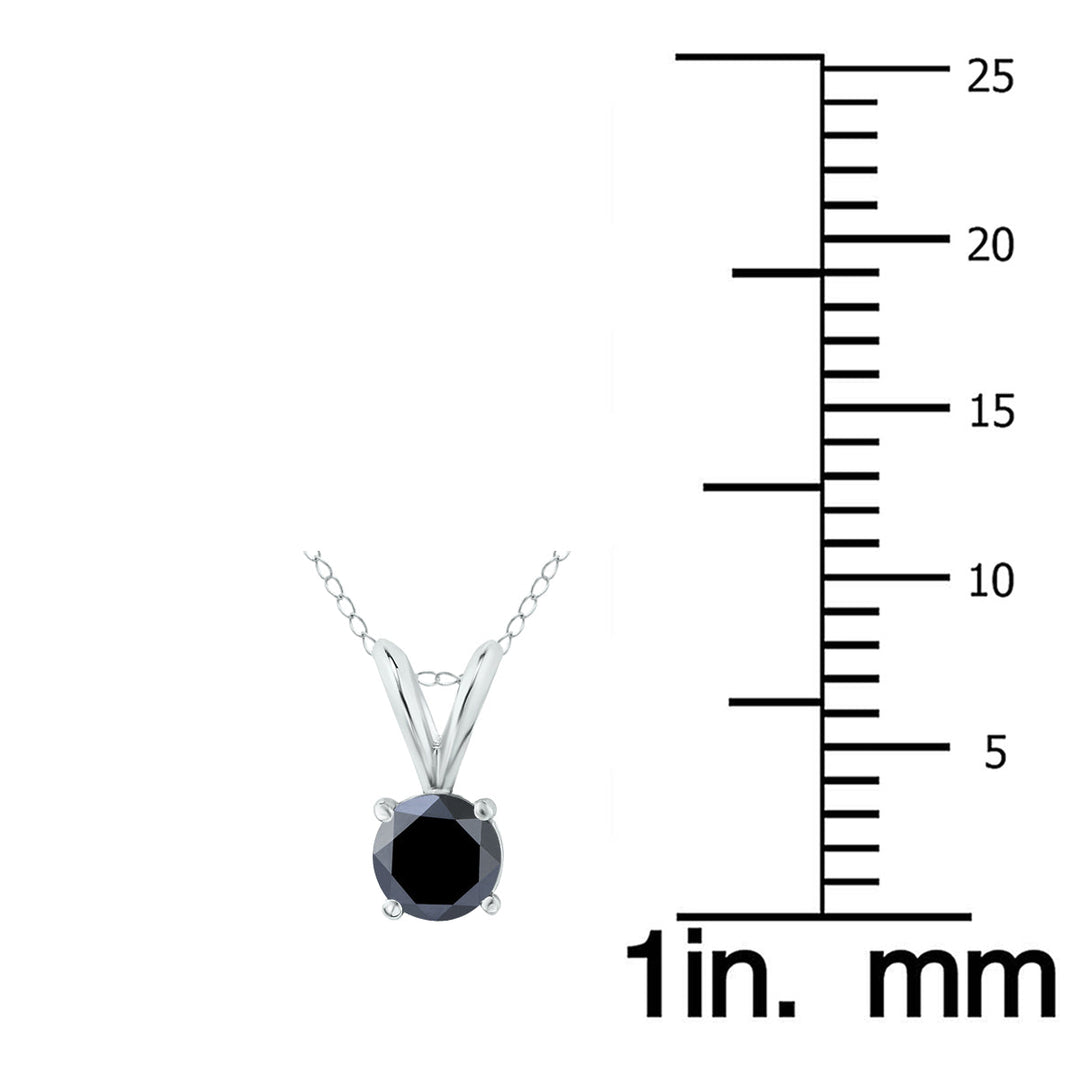 1/2 Carat Tw Round Black Diamond Solitaire Pendant In 14K White Gold