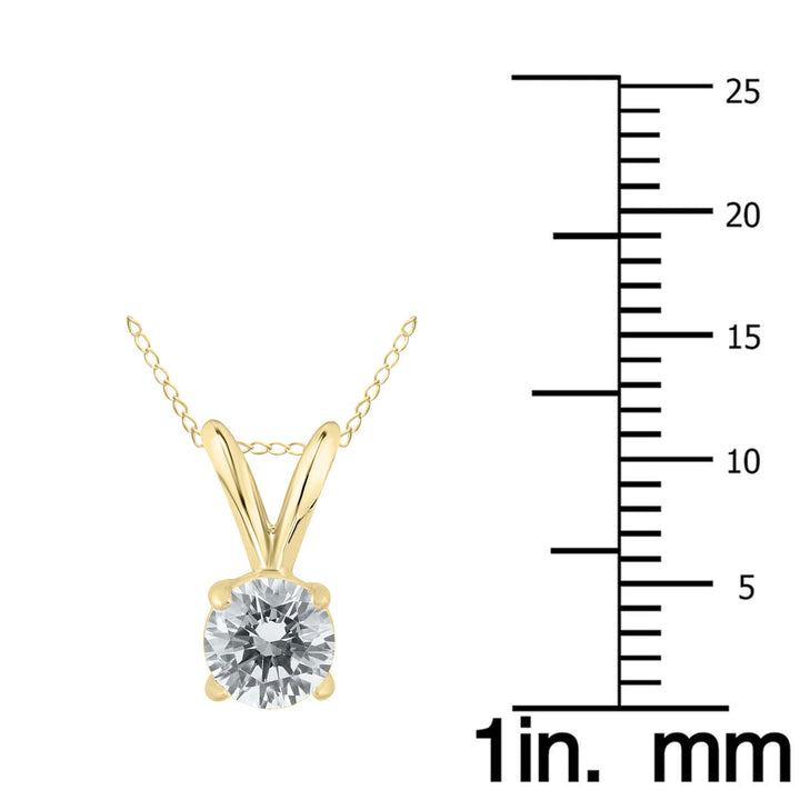 1/2 Carat Round Diamond Solitaire Pendant In 14K Yellow Gold