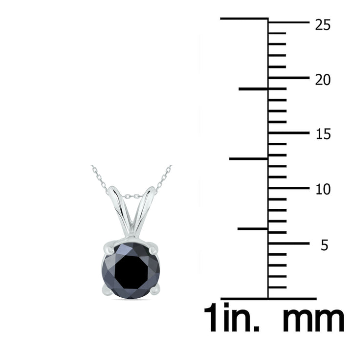 1 1/2 Carat Tw Round Black Diamond Solitaire Pendant In 14K White Gold