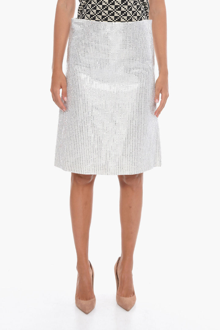 Bottega Veneta A-Line Skirt with Rhinestones All-over