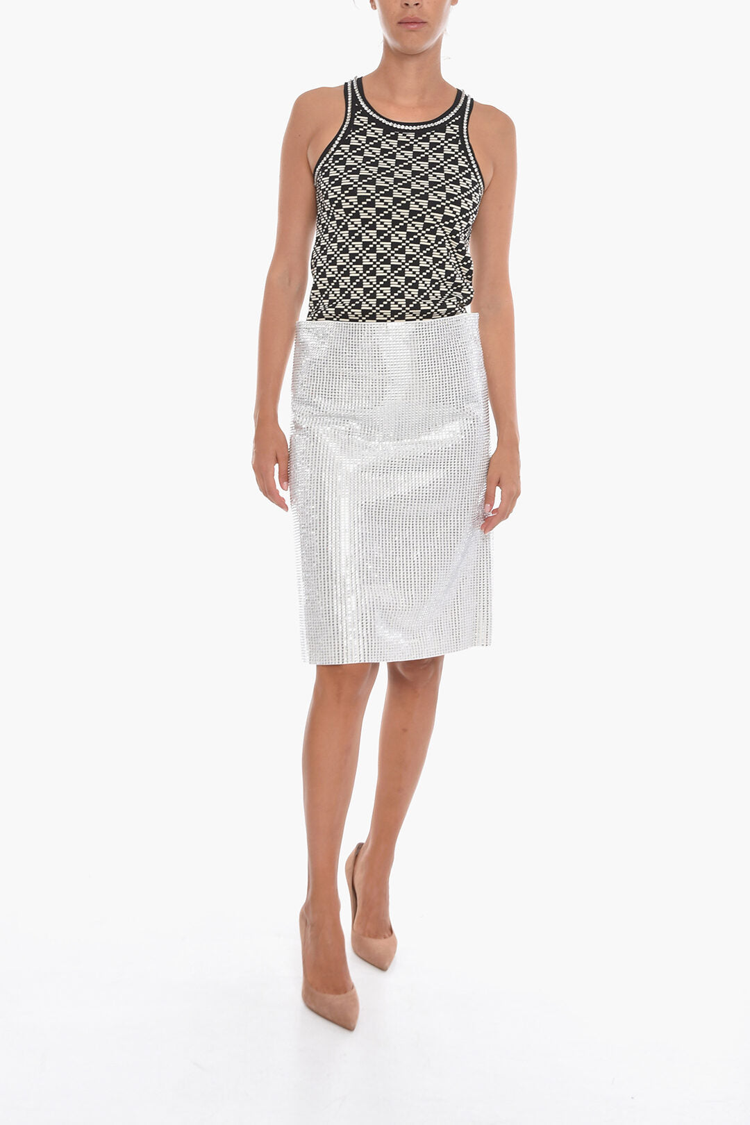 Bottega Veneta A-Line Skirt with Rhinestones All-over