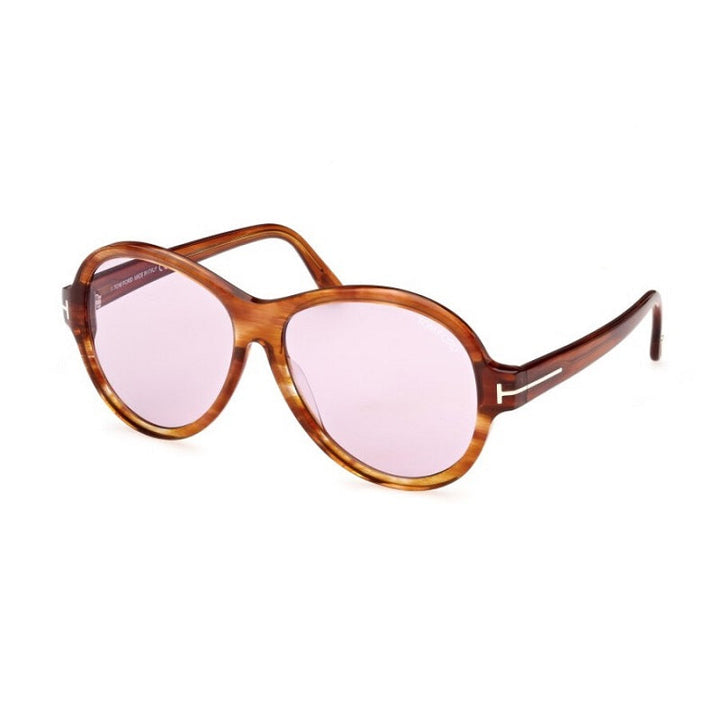 Tom Ford Round Full Rim, with a Shiny Light Brown frame and Violet Photochromic lens.