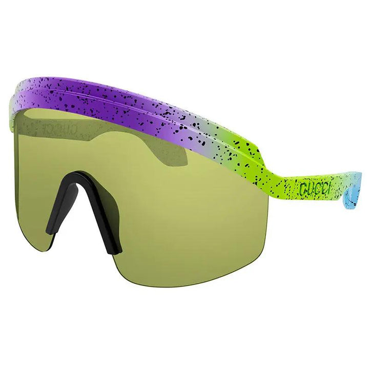 Gucci Sunglasses Shield Semi Rim, Violet Shaded Green Frame And Light Green Lens Gg1477S001