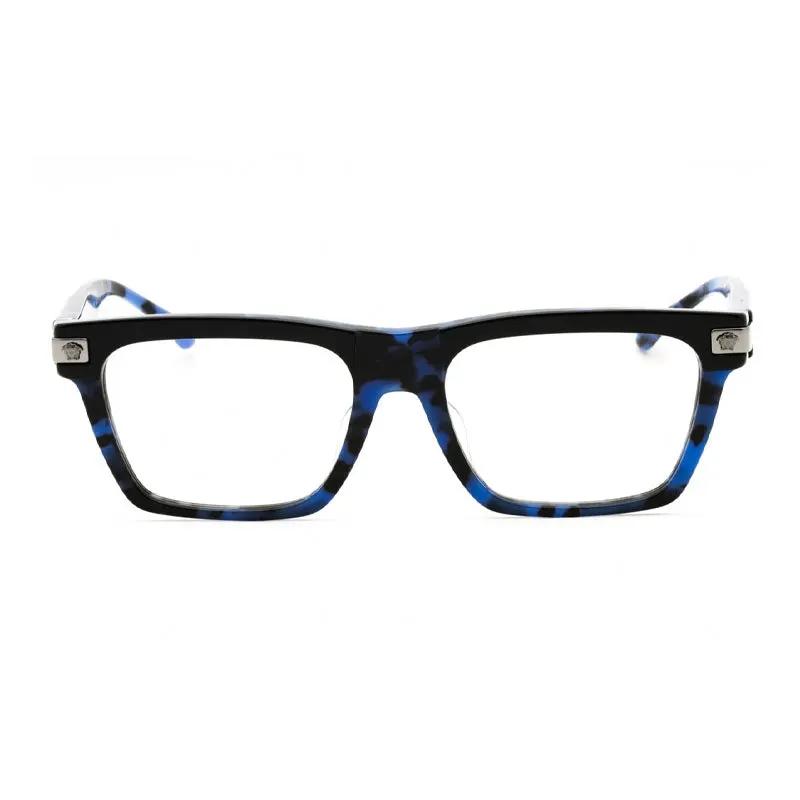 Versace Eyeglasses Rectangle Full Rim, Top Black Havana Blue Frame And Clear Demo Lenses Lens Ve3354F5460