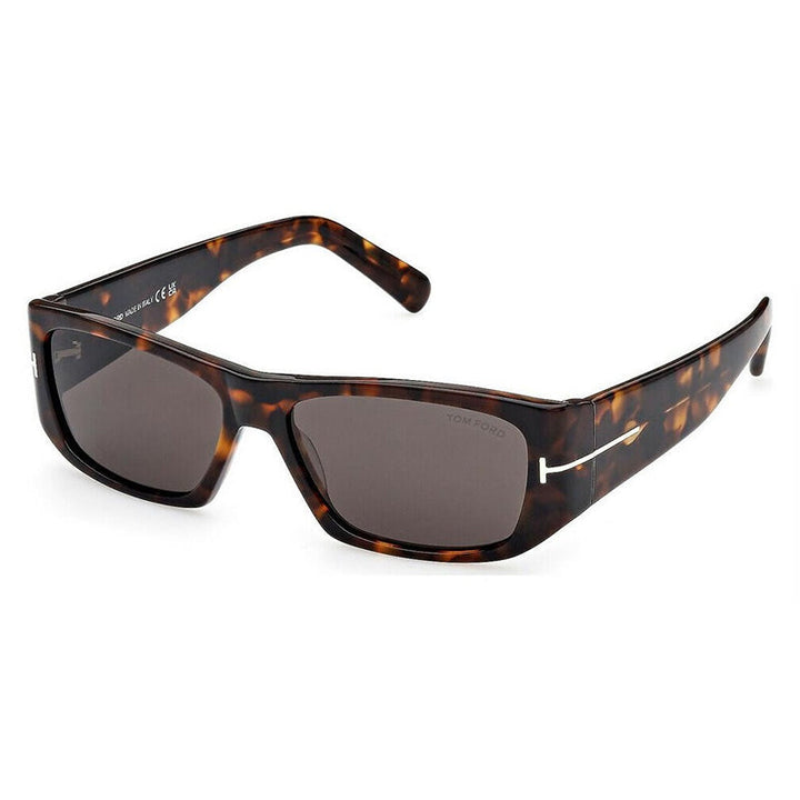 Tom Ford Rectangle Full Rim, with a Dark Havana frame and Smoke lens.