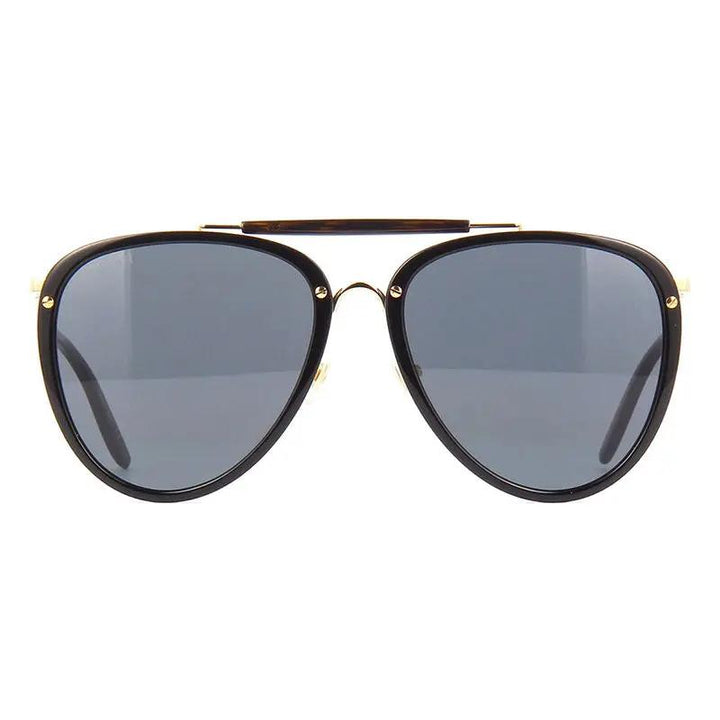 Gucci Sunglasses Aviator Full Rim, Black Gold Frame And Grey Lens