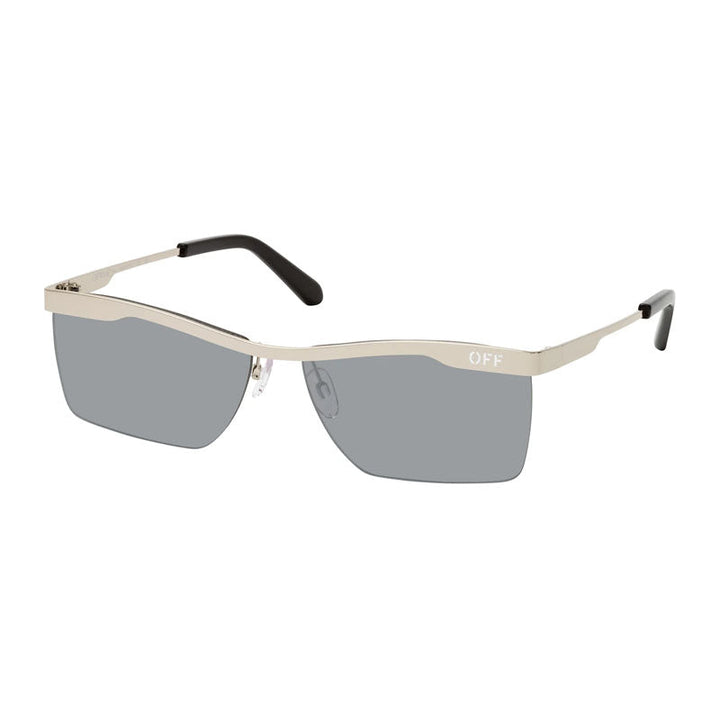 Off-White Sunglasses Rectangle Semi Rim, Silver Frame and Grey with Silver Mirror Lens OERI095RIMINI7272