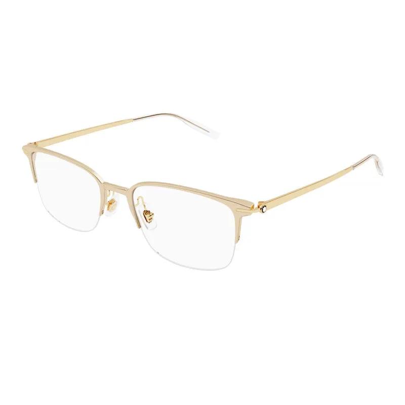 Montblanc Eyeglasses Rectangle Semi Rim, Gold Frame And Clear Demo Lenses Lens Mb0234Ok001