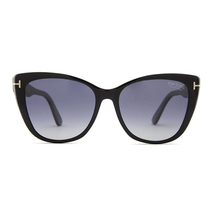 Tom Ford Sunglasses Butterfly Full Rim, Shiny Black Frame and Smoke Gradient Polarized Lens FT093701D