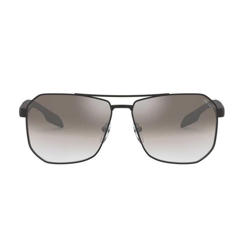Prada Sport Sunglasses Square Full Rim, Matte Black Frame and Gradient Grey Mirror Silver Lens PS51VS1BO5O0