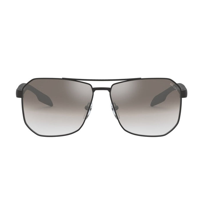 Prada Sport Sunglasses Square Full Rim, Matte Black Frame and Gradient Grey Mirror Silver Lens PS51VS1BO5O0